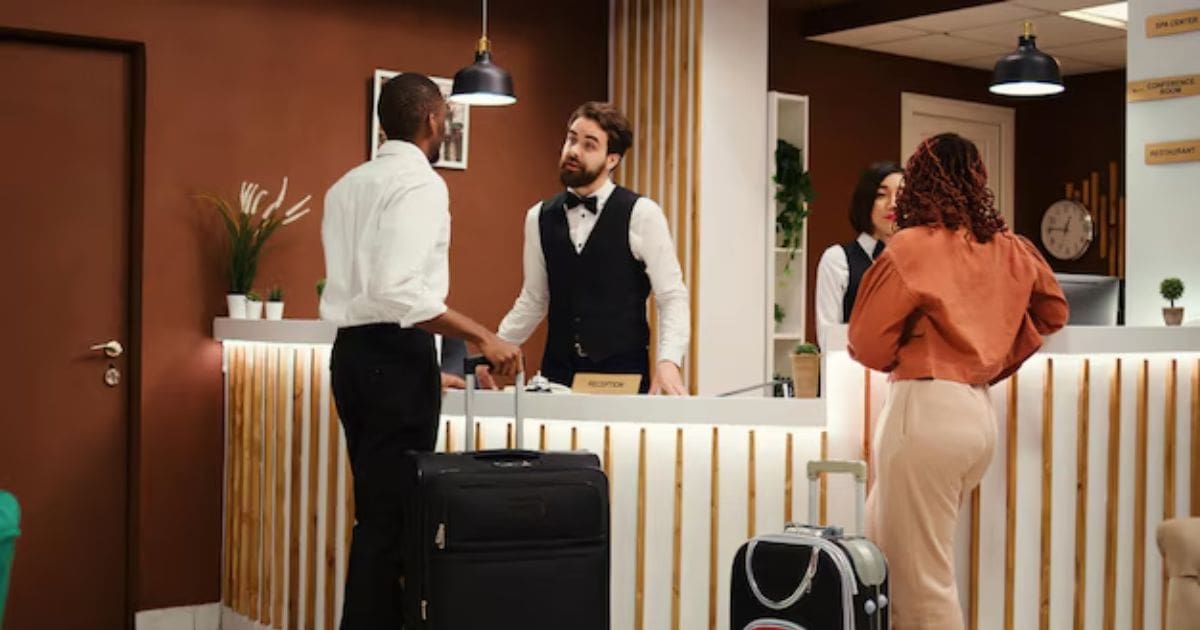 destination wedding guests arriving and checking in at an all-inclusive resort in Mexico