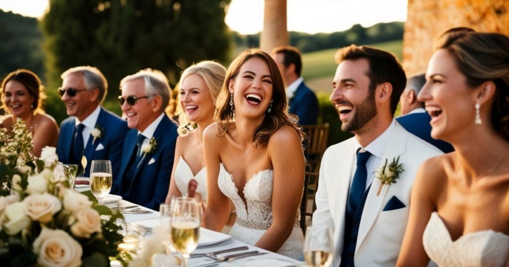 destination wedding couple celebrating with guests at an all-inclusive resort in Cancun Mexico